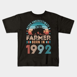 Farmer born in 1992 Farming Gift 30th Birthday Kids T-Shirt